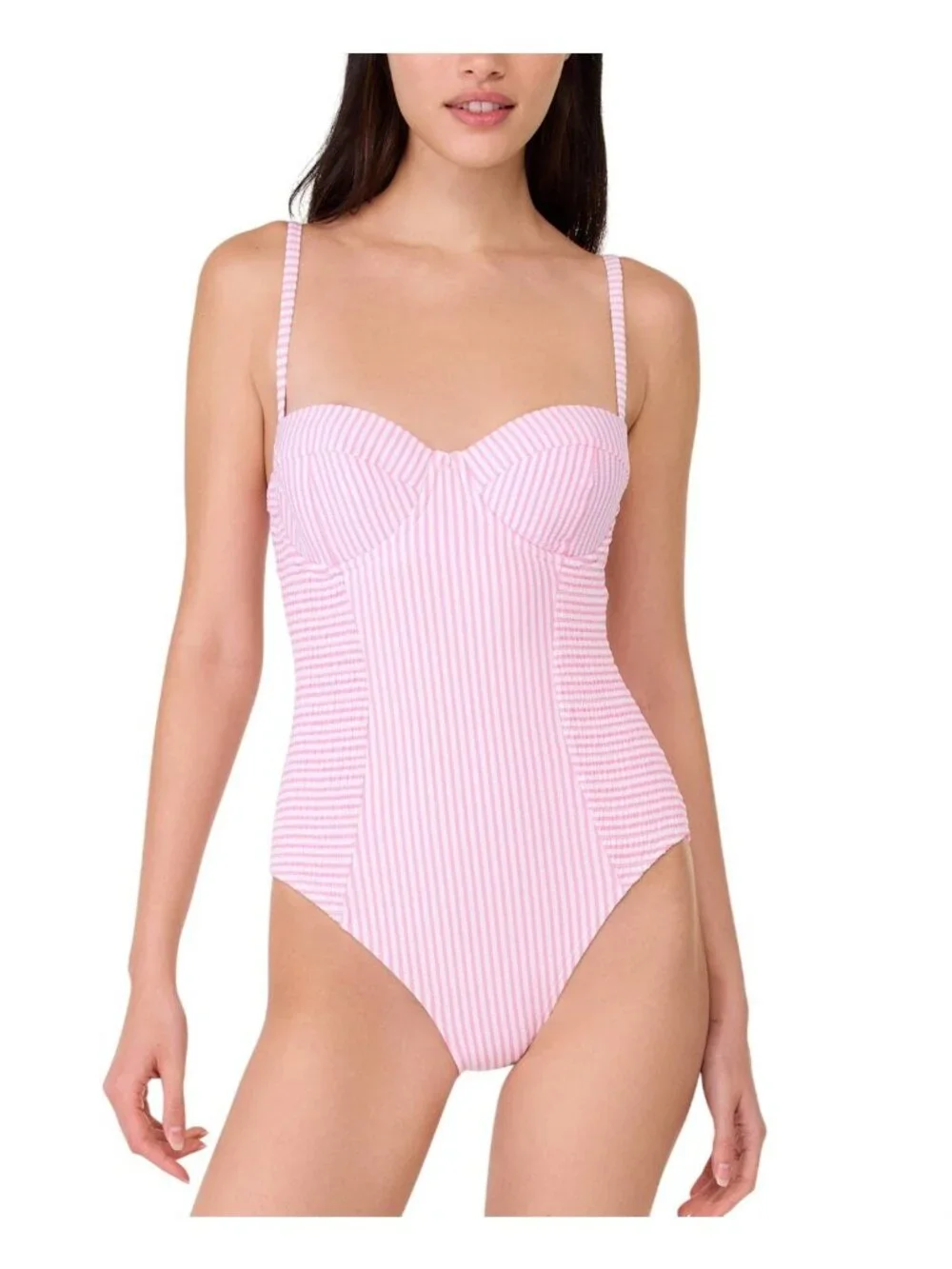 NWT Kate Spade Womens Smocked One-Piece Swimsuit S21502 Begonia Bloom Pink XL